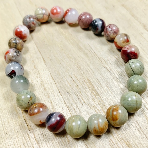 🌈 8mm Jasper Handmade Chakra Stretch Bracelet - Picture 2 of 5